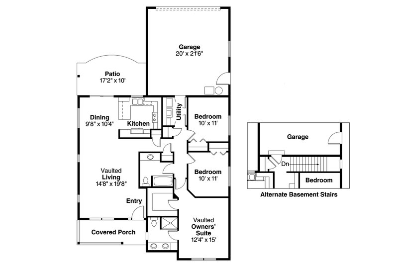 Farmhouse Style House Plan - 3 Beds 2 Baths 1373 Sq/Ft Plan #124-697 ...