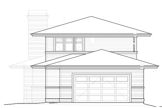 Exterior - Rear Elevation for Prairie House Plan #895-74 - 3 bed, 2.5 bath