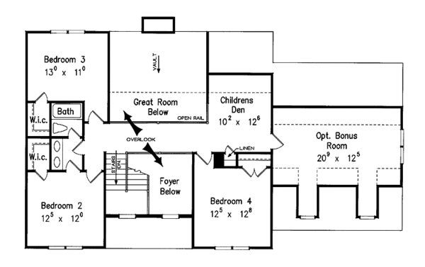 House Design - Colonial Floor Plan - Upper Floor Plan #927-753