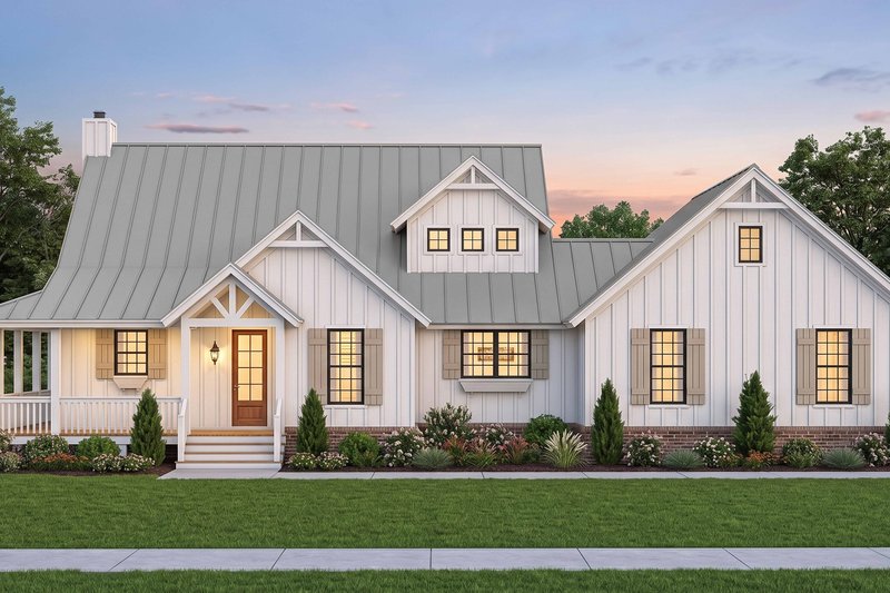 House Blueprint - Exterior - Front Elevation 2 for Farmhouse House Plan #932-1444 - 3 bed, 2.5 bath
