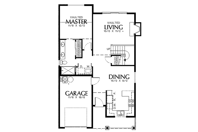 Architectural House Design - Floor Plan - Main Floor for Craftsman House Plan #48-794 - 3 bed, 2 bath