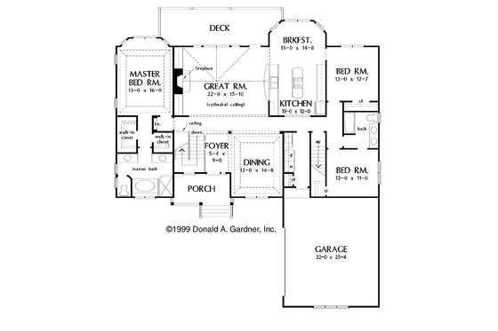 Floor Plan - Main Floor for Craftsman House Plan #929-448 - 4 bed, 3 bath