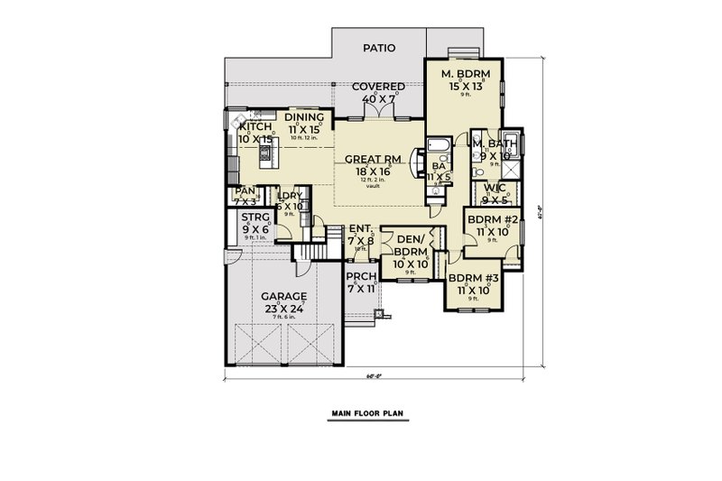 Craftsman Style House Plan - 3 Beds 2 Baths 2334 Sq/Ft Plan #1070-114 ...