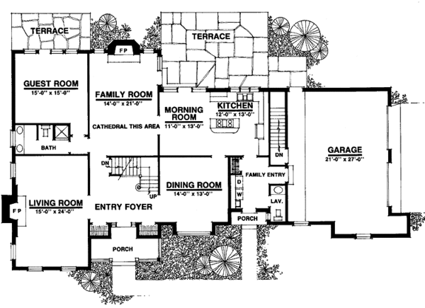 Architectural House Design - Colonial Floor Plan - Main Floor Plan #1016-36