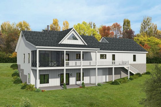 Exterior - Rear Elevation for Farmhouse House Plan #932-388 - 4 bed, 3 bath