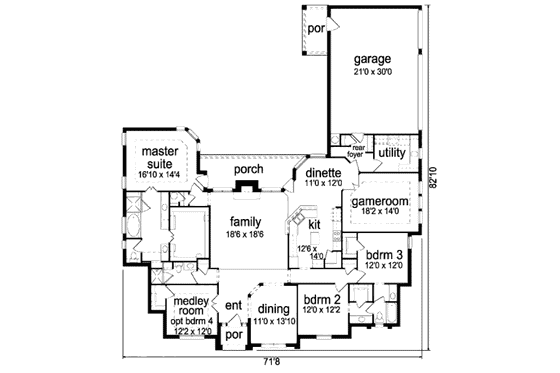 Floor Plan - Main Floor for European House Plan #84-339 - 3 bed, 3 bath