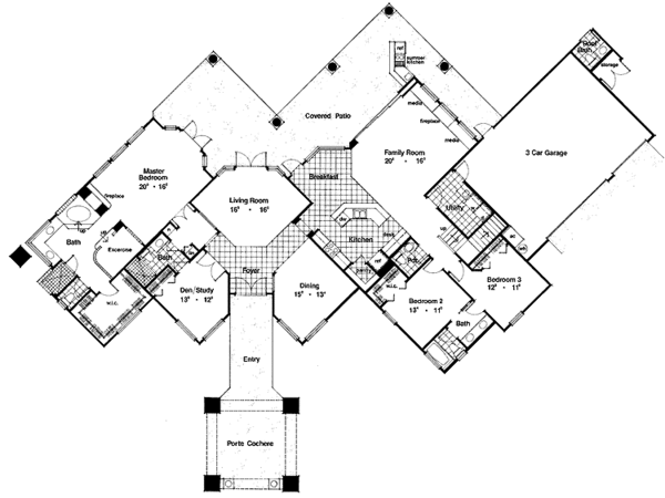 House Plan Design - Mediterranean Floor Plan - Main Floor Plan #417-674