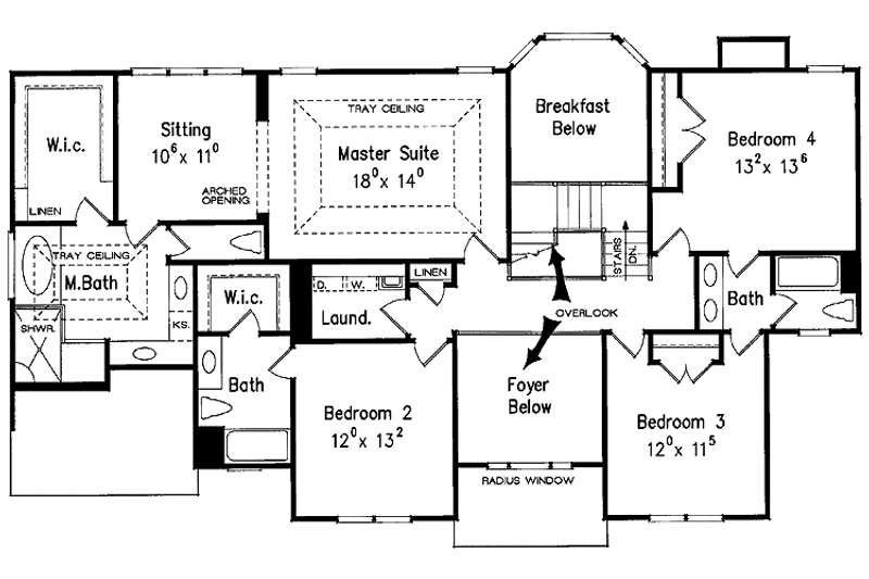 Home Plan - Floor Plan - Upper Floor for Colonial House Plan #927-612 - 4 bed, 3.5 bath