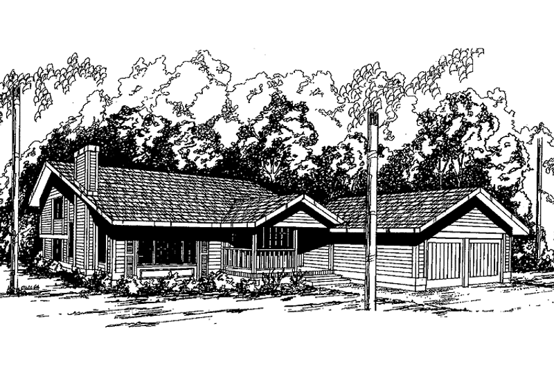 Home Plan - Exterior - Front Elevation 3 for Ranch House Plan #60-824 - 3 bed, 2 bath