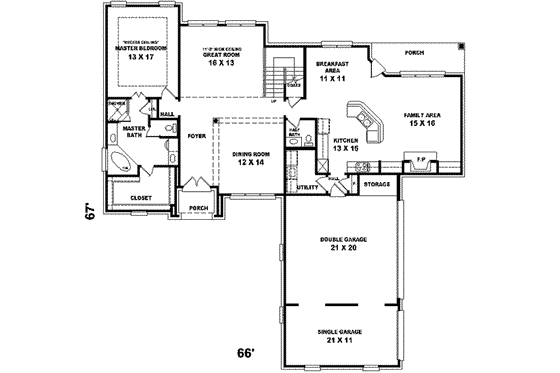 Floor Plan - Main Floor for Colonial House Plan #81-554 - 4 bed, 3.5 bath