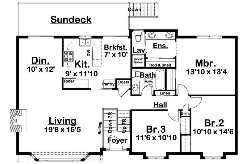 Architectural House Design - Floor Plan - Main Floor for Colonial House Plan #126-214 - 4 bed, 3 bath