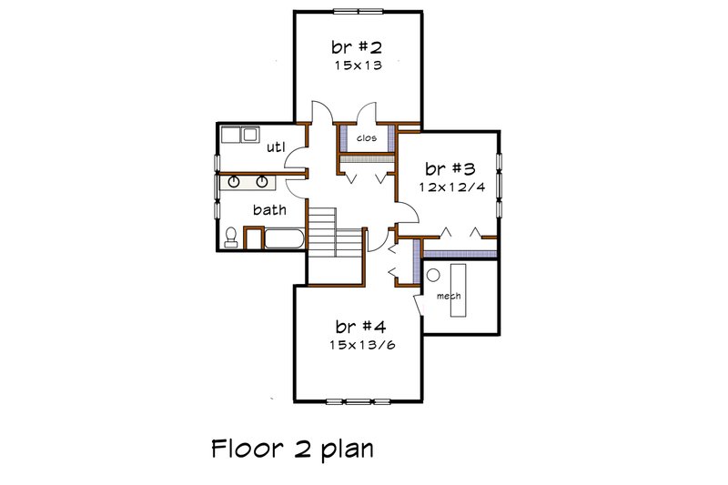 Dream House Plan - Floor Plan - Upper Floor for Craftsman House Plan #79-359 - 4 bed, 2.5 bath