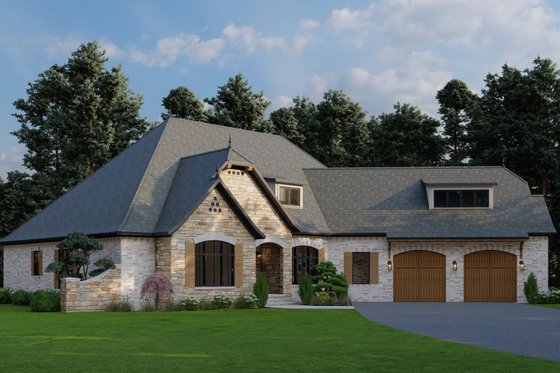 Exterior - Front Elevation 3 for European House Plan #923-12 - 4 bed, 2.5 bath