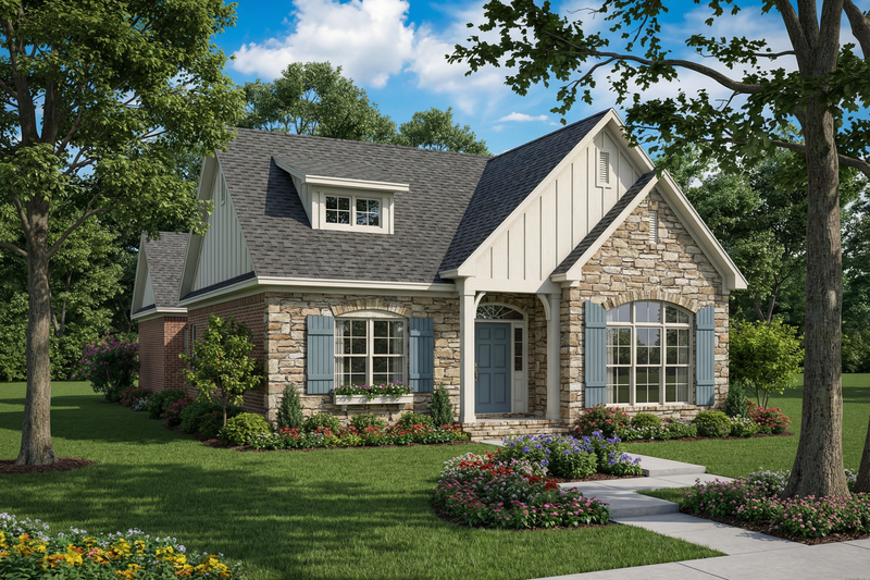 Architectural House Design - Exterior - Front Elevation 3 for European House Plan #17-2192 - 3 bed, 2 bath