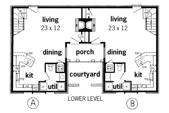 Floor Plan - Main Floor for Traditional House Plan #45-296 - 2 bed, 1.5 bath