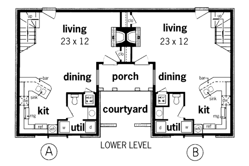 Home Plan - Floor Plan - Main Floor for Traditional House Plan #45-296 - 2 bed, 1.5 bath