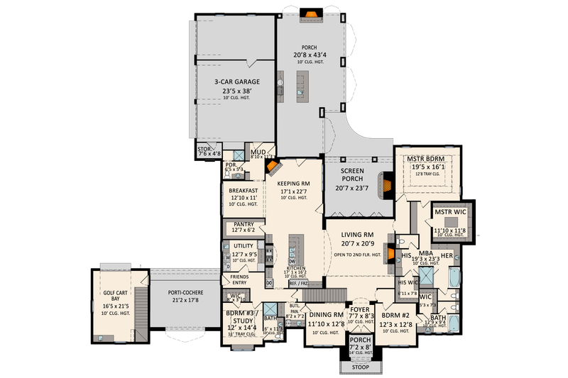 House Blueprint - Floor Plan - Main Floor for European House Plan #1081-49 - 5 bed, 5.5 bath