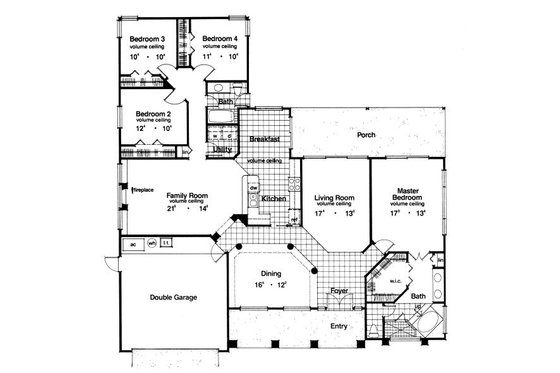 Floor Plan - Main Floor for Mediterranean House Plan #417-203 - 4 bed, 2 bath