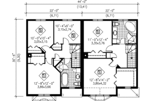 Floor Plan - Upper Floor for Colonial House Plan #25-310 - 2 bed, 1.5 bath