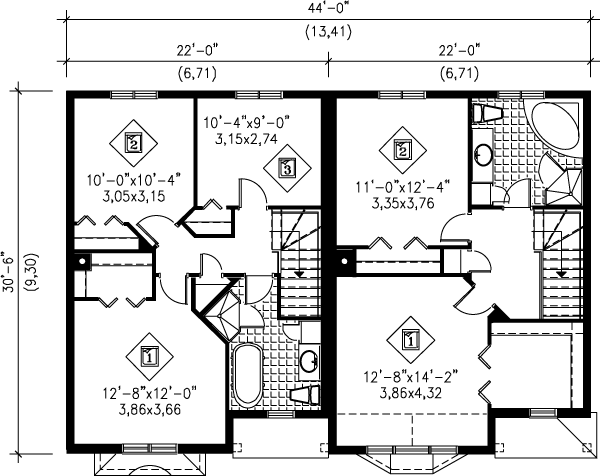 Colonial Floor Plan - Upper Floor Plan #25-310