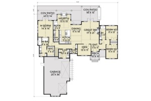 Floor Plan - Main Floor for Farmhouse House Plan #1070-4 - 3 bed, 2.5 bath