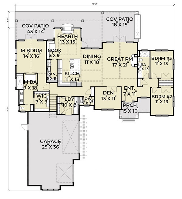 Dream House Plan - Farmhouse Floor Plan - Main Floor Plan #1070-4