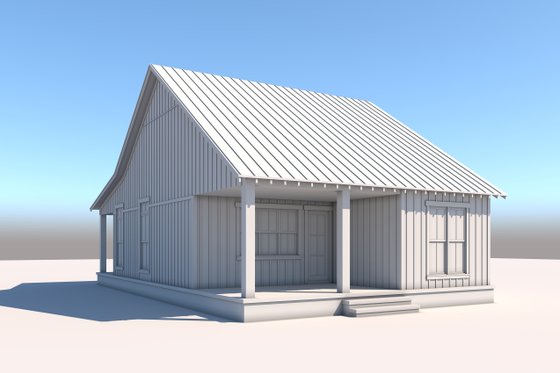 Exterior - Rear Elevation 1 for Farmhouse House Plan #430-294 - 3 bed, 2 bath