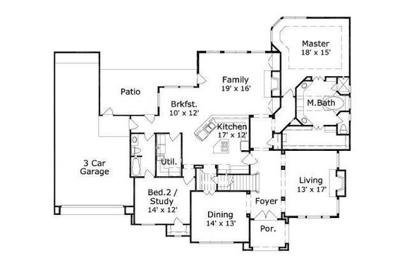 Floor Plan - Main Floor for Traditional House Plan #411-262 - 4 bed, 4 bath