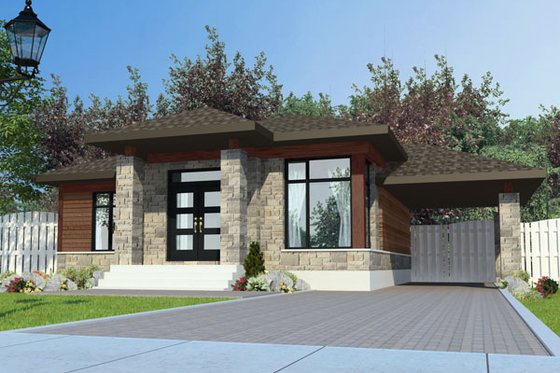 Exterior - Front Elevation for Modern House Plan #138-382 - 3 bed, 1 bath