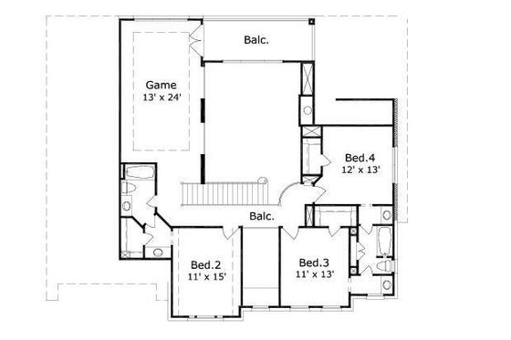 Floor Plan - Upper Floor for Colonial House Plan #411-740 - 4 bed, 3.5 bath