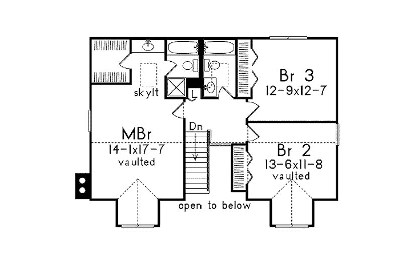 Architectural House Design - Floor Plan - Upper Floor for Country House Plan #57-444 - 3 bed, 3 bath