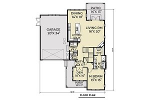 Floor Plan - Main Floor for Craftsman House Plan #1070-50 - 3 bed, 2.5 bath