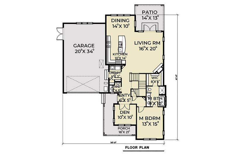 Dream House Plan - Floor Plan - Main Floor for Craftsman House Plan #1070-50 - 3 bed, 2.5 bath