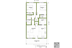 Floor Plan - Main Floor for Modern House Plan #1106-12 - 2 bed, 1 bath