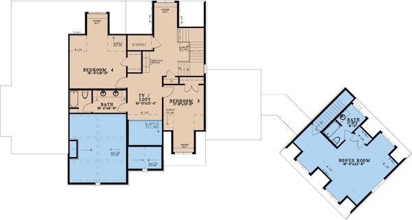 European Floor Plan - Upper Floor Plan #923-338