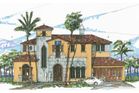 Exterior - Front Elevation for Mediterranean House Plan #426-3 - 5 bed, 5 bath