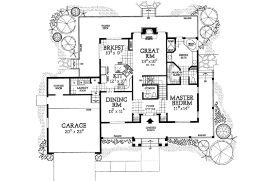 Floor Plan - Main Floor for Traditional House Plan #72-470 - 3 bed, 2.5 bath