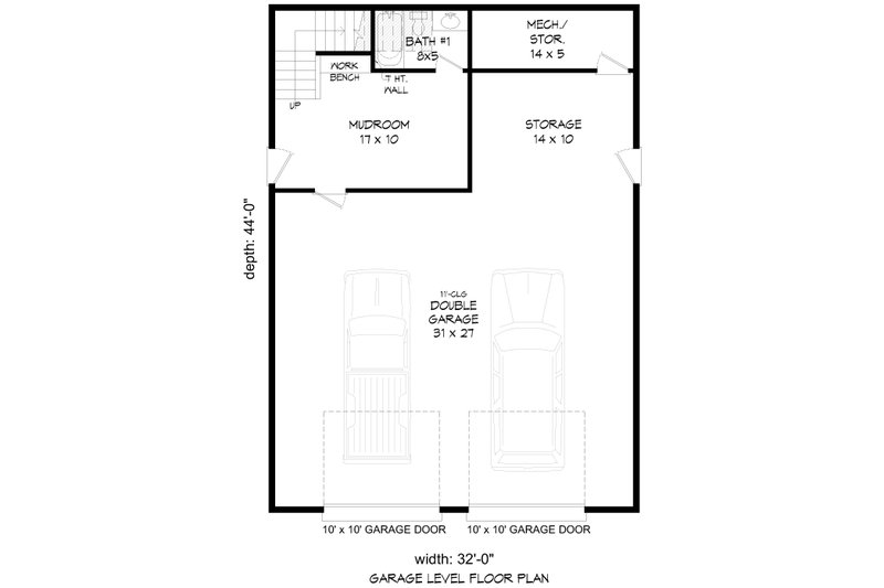 House Design - Floor Plan - Main Floor for Southern House Plan #932-1103, 2 bath
