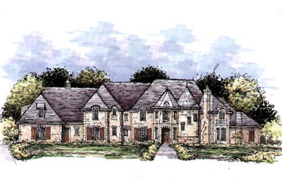 Exterior - Front Elevation for European House Plan #141-312 - 5 bed, 5 bath