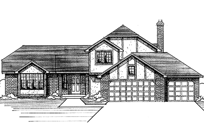 Home Plan - Exterior - Front Elevation 3 for Tudor House Plan #51-728 - 3 bed, 2.5 bath