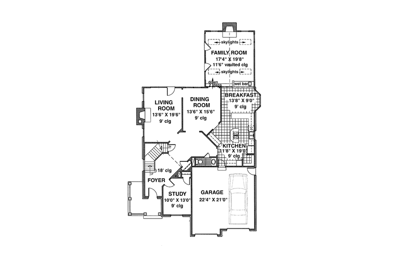 Architectural House Design - Floor Plan - Main Floor for Country House Plan #953-118 - 4 bed, 2.5 bath