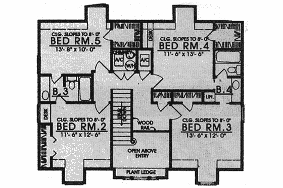 Floor Plan - Upper Floor for Traditional House Plan #40-151 - 4 bed, 3.5 bath