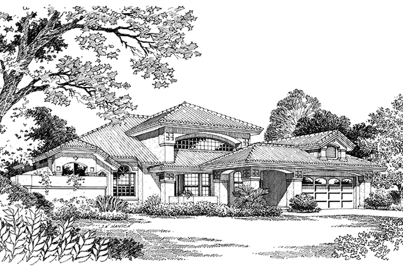 Architectural House Design - Mediterranean Exterior - Front Elevation Plan #417-519