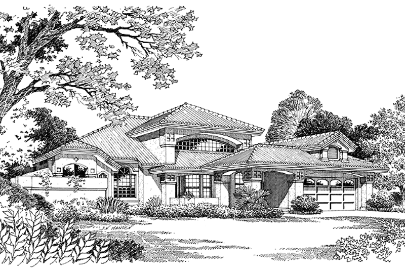 Home Plan - Mediterranean Exterior - Front Elevation Plan #417-519