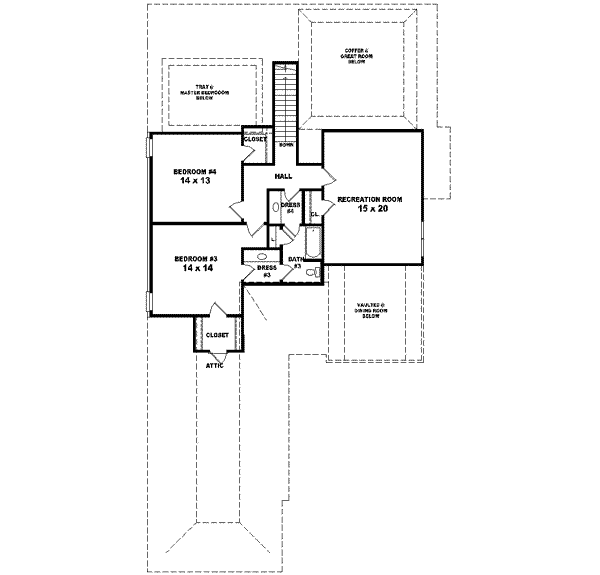 Traditional Floor Plan - Upper Floor Plan #81-577