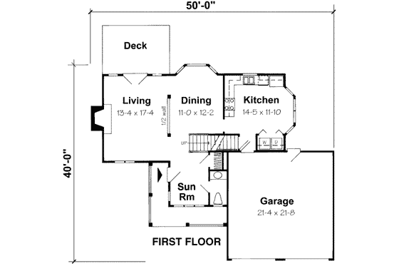 Floor Plan - Main Floor for Traditional House Plan #312-454 - 3 bed, 2.5 bath