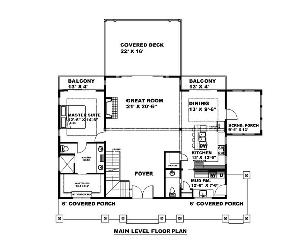 Craftsman Floor Plan - Main Floor Plan #117-938