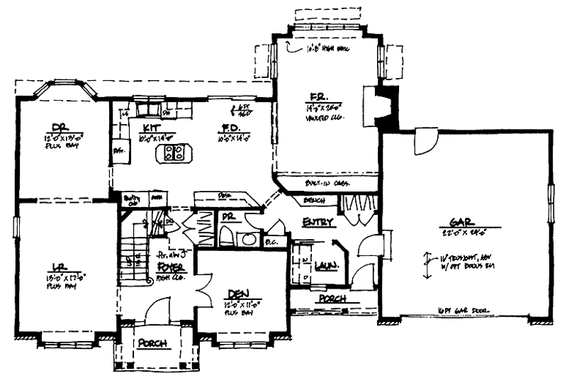 House Blueprint - Floor Plan - Main Floor for Colonial House Plan #328-165 - 4 bed, 2.5 bath
