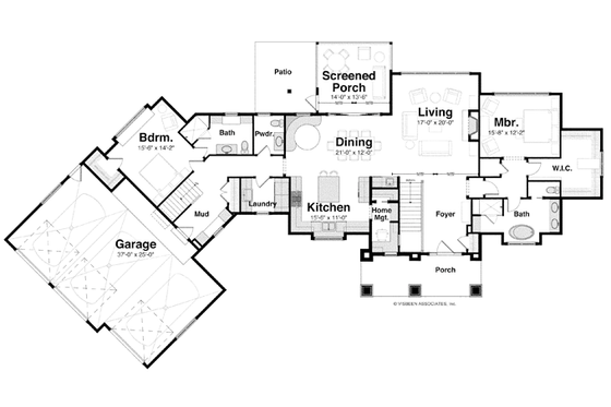 Floor Plan - Main Floor for Craftsman House Plan #928-253 - 4 bed, 3 bath