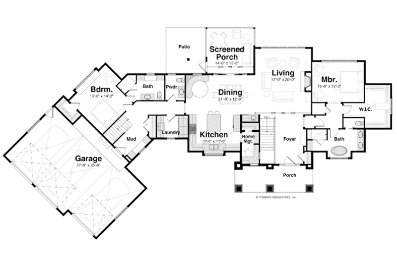 Home Plan - Floor Plan - Main Floor for Craftsman House Plan #928-253 - 4 bed, 3 bath